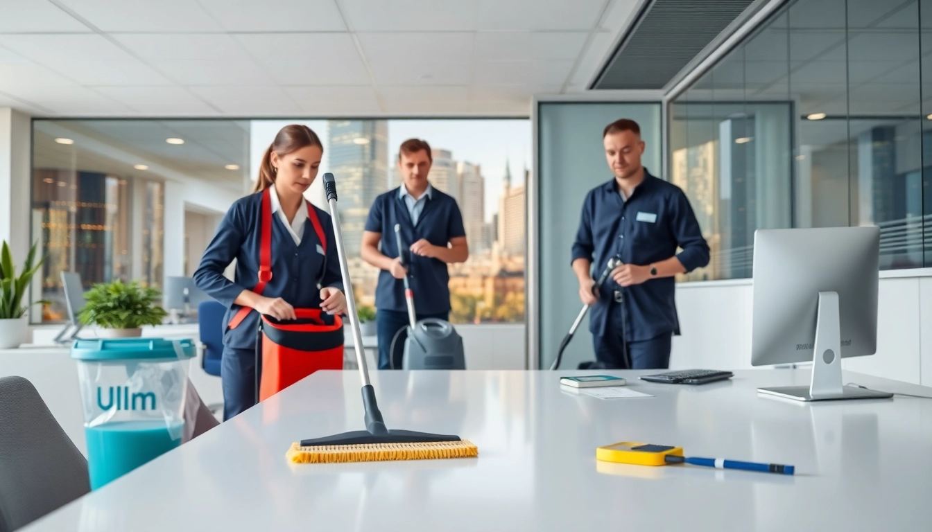 Efficient Gebäudereinigung Ulm by a professional team in a modern office space.