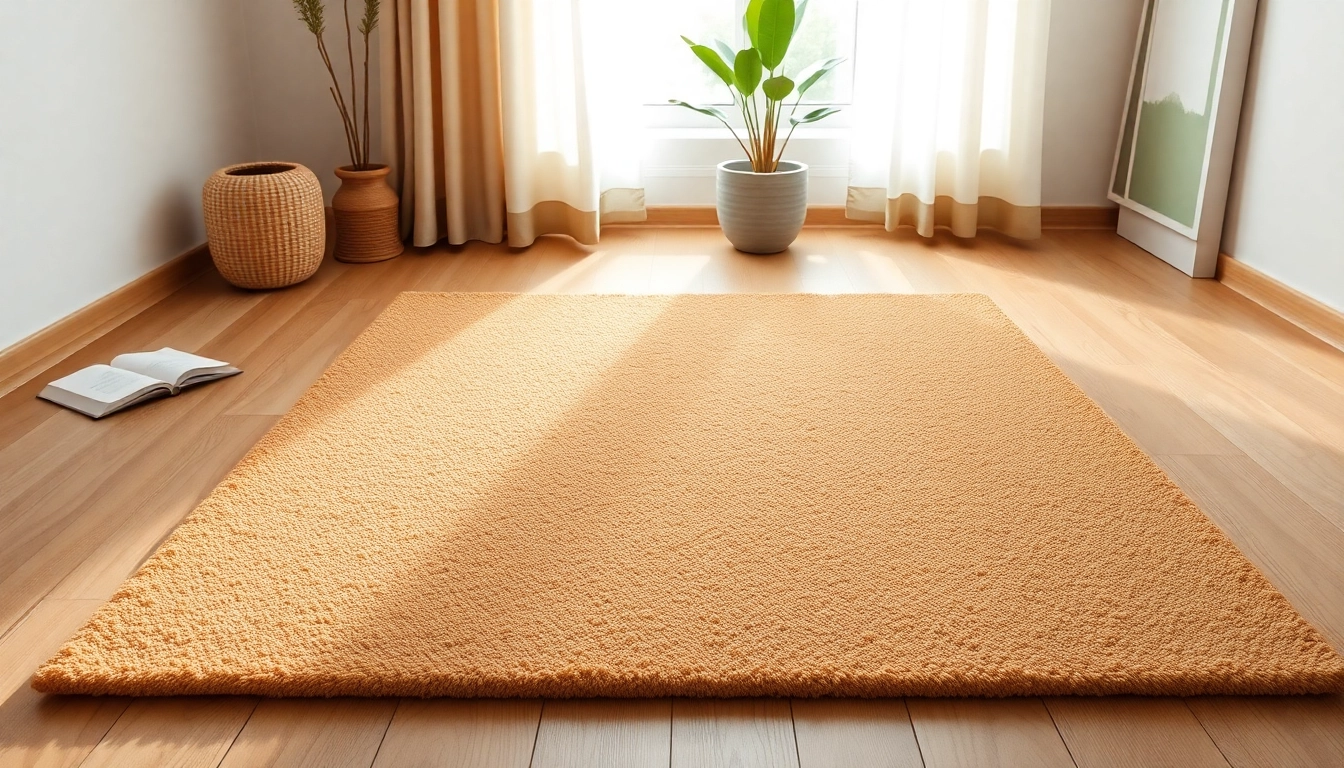 Die Nagermatte auf einem Holzboden in einem gemütlichen Wohnzimmer, umgeben von Pflanzen.