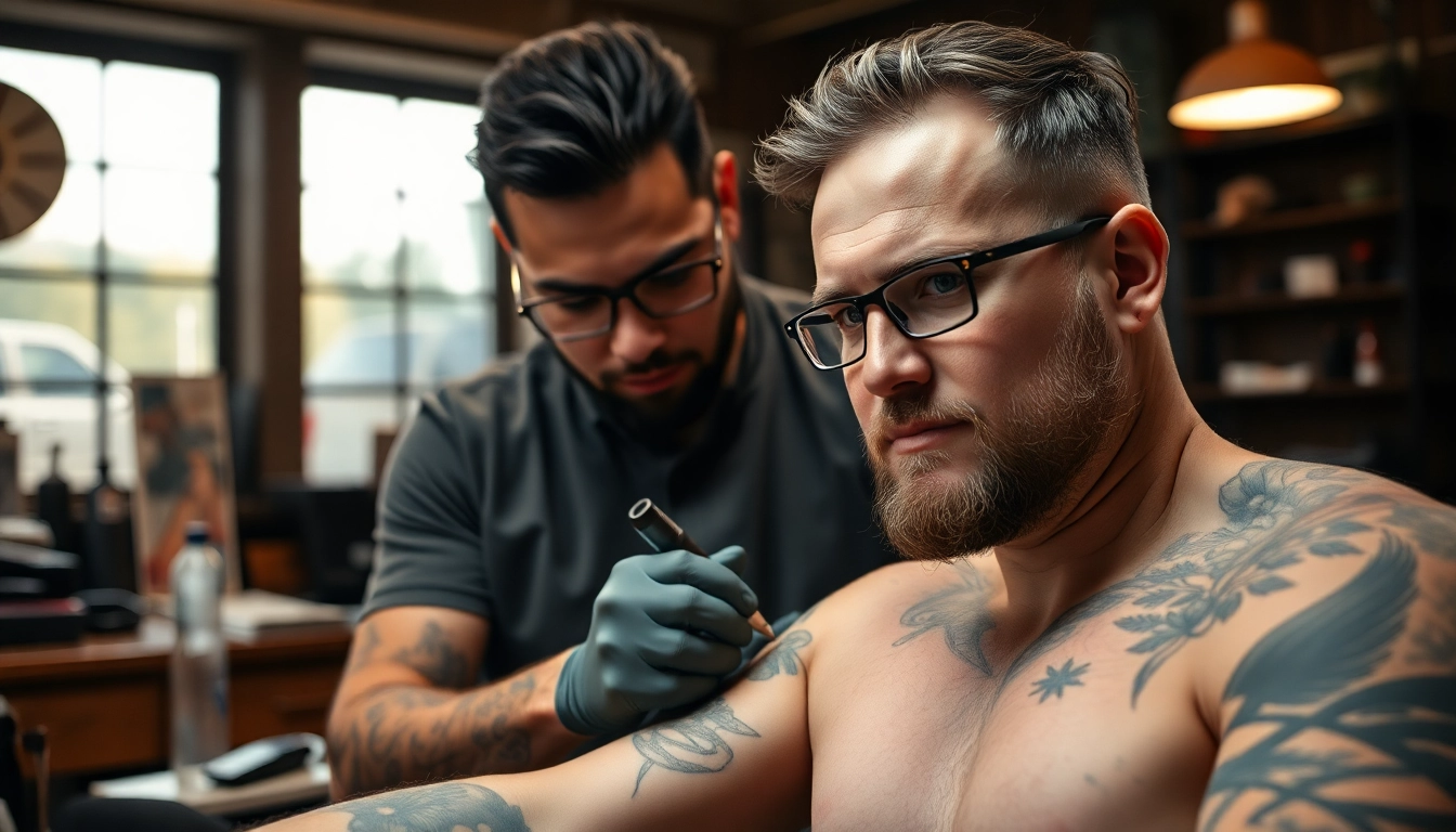 Talented artist creating stunning tattoos at Tattoo Studio München, showcasing intricate designs and colors.
