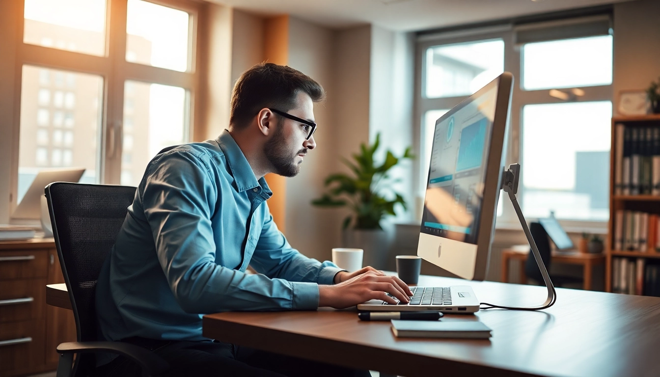 Professioneller Headhunter IT am Schreibtisch, fokusiert auf IT-Kandidaten.