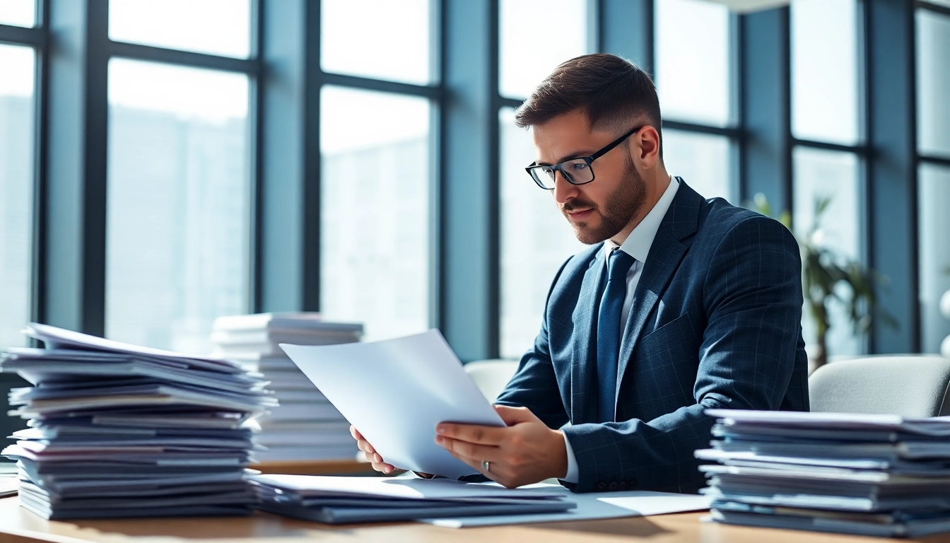 Headhunter Ingenieure wertet Bewerbungen in modernem Büro aus.