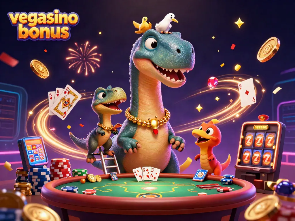Experience thrilling vegasino bonus action with dazzling casino elements and iconic characters.