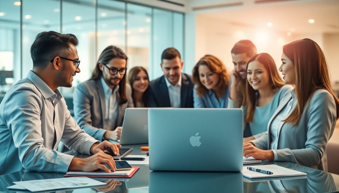 IT Consulting in a collaborative office setting with a diverse team discussing technology solutions.