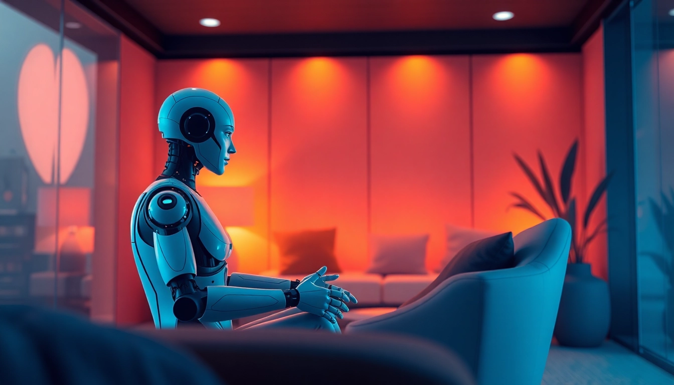 AI sex bot interacting intimately in a cozy, warm-lit environment.