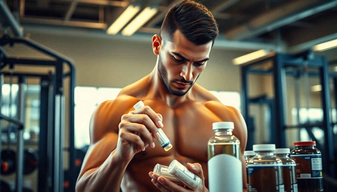 Proviron kaufen: Athlet wiegt proviron in professionellem Fitnessstudio ab.