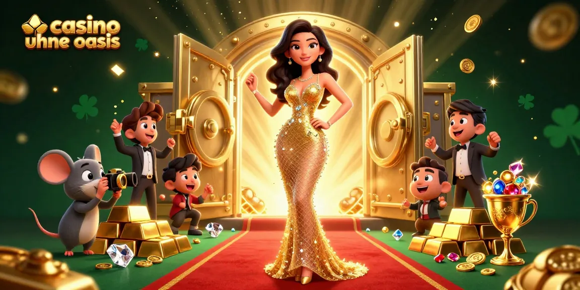 Spin the reels in a vibrant casino ohne oasis scene filled with sparkling gems and treasures.