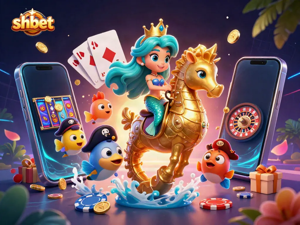 Engage in thrilling gameplay action at shbet with a mermaid princess in a vibrant casino scene.