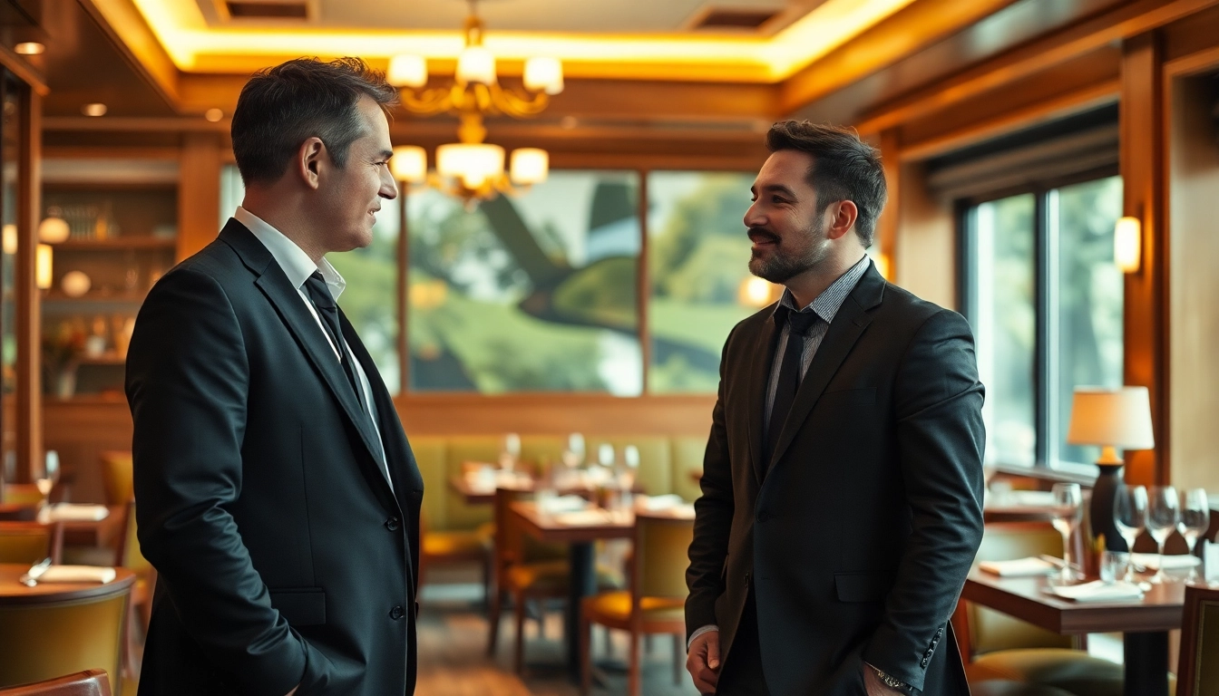 Interaktion zwischen Headhunter Gastronomie und Klient in einem eleganten Restaurant