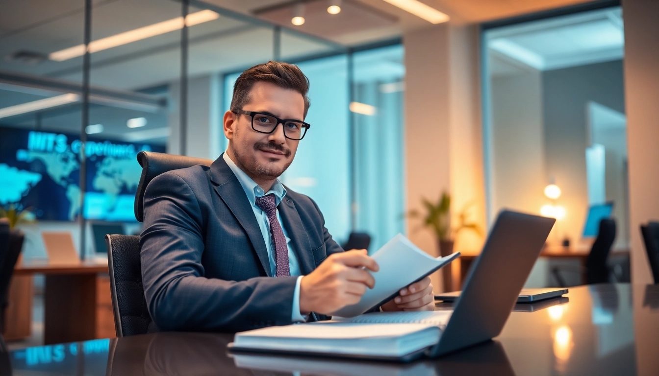Headhunter in effizientem Büro, berät Klienten und erstellt Profile.
