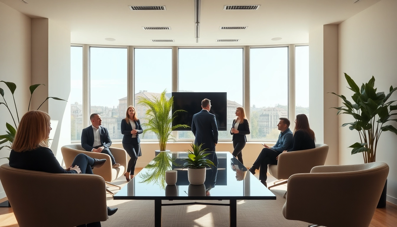 Professionelle Beratung durch einen Headhunter München in einem modernen Büroinneren, das Engagement und Dynamik zeigt.