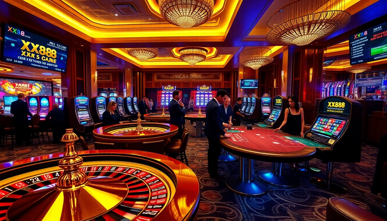 Experience the excitement of gaming at XX88.COM with engaging roulette and poker tables.