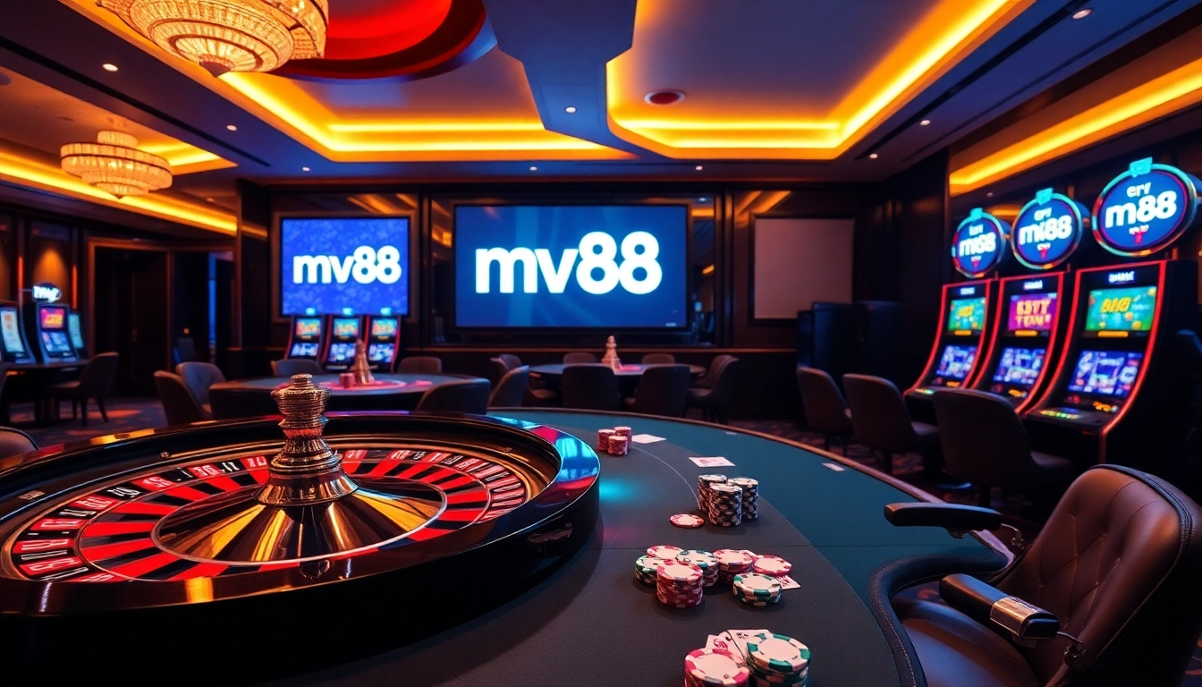 Experience exciting casino gaming with mv88 at luxurious tables and slot machines.