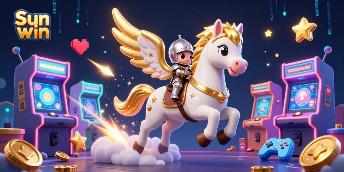 Engage in epic wins with Sun win's golden-winged adventure, featuring vibrant 3D game elements.