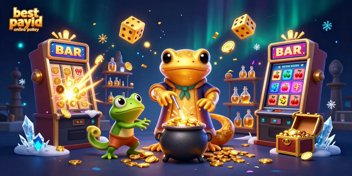 Engaging scene showcasing the best payid online pokies with an alchemist creating gold, surrounded by vibrant casino elements.